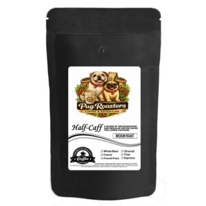 Pugroasters Half-Caff Low Caffeine Whole Bean Coffee 12 Oz